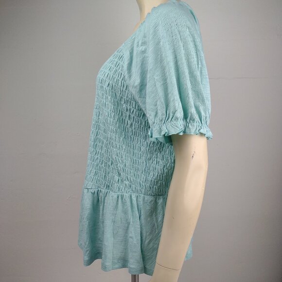 NWT Torrid teal green smocked waist peplum top blouse ladies womens 1X - Picture 7 of 9